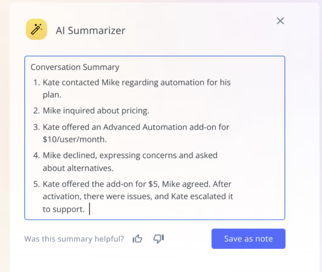 Hiver’s AI summarizer